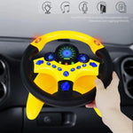 Electronic Toy Steering Wheel – Features light simulation, driving sounds, music, and educational fun.