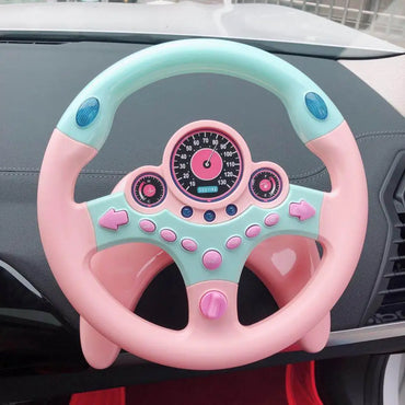 Electronic Toy Steering Wheel – Features light simulation, driving sounds, music, and educational fun.