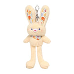 Floral Plush Rabbit Keychain - Interactive Long-Legged Bunny Pendant | 3 Options