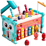 Montessori Owl Activity Cube – Magnetic Fishing, Puzzle & Music Toy