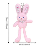 Floral Plush Rabbit Keychain - Interactive Long-Legged Bunny Pendant | 3 Options