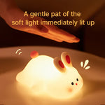 Big Face Rabbit Night Light – Soft Silicone Touch Lamp