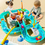 Kids Outdoor Water Table Toy – Summer Water Play Set with Fishing & Surfing Adventure