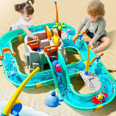 Kids Outdoor Water Table Toy – Summer Water Play Set with Fishing & Surfing Adventure