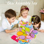 Kids Electric Gear Rail Car Building Set – STEM Motorized Construction Toy with Spinning Gears & Big Blocks