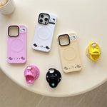 Cute Korean Kitty Crocs Magnetic Stand Case for iPhone 13–16 Pro Max