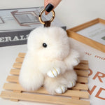 Fluffy Bunny Rabbit Fur Keychain for Girls