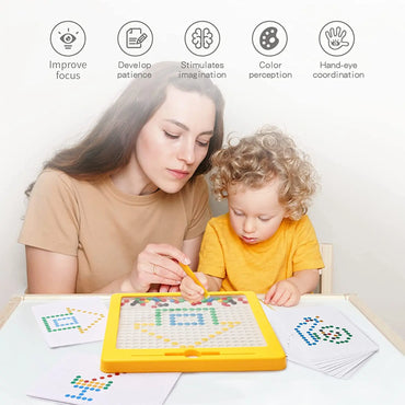 Magnetic Drawing Board for Toddlers – Montessori Travel Educational Toy with Magnetic Pen & Beads