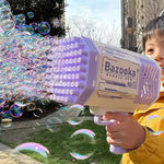 Rocket Bubble Gun Toy with Lights – Automatic Gatling Bubble Blower for Kids Outdoor Fun