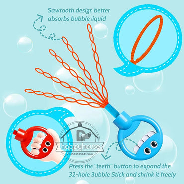 32-Hole Smiling Face Bubble Wand – Bubble Toy with Refill for Kids