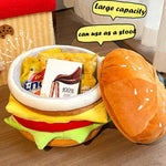 Cute & Soft Hamburger Ottoman – Storage Stool & Organizer