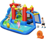 Inflatable Water Slide & Bounce House – Outdoor Fun Park with Football Goal for Kids