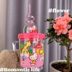 Hello Kitty Rotating Water Cup for Kids – Cute Cartoon Glass with Straw