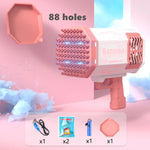 Rocket Bubble Gun Toy with Lights – Automatic Gatling Bubble Blower for Kids Outdoor Fun