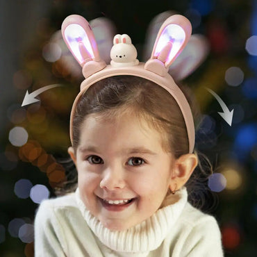 Kids Bunny Ears Headband with LED Lights – Electric Swing Function