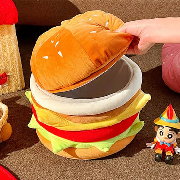 Cute & Soft Hamburger Ottoman – Storage Stool & Organizer
