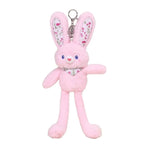Floral Plush Rabbit Keychain - Interactive Long-Legged Bunny Pendant | 3 Options