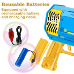 Rocket Bubble Gun Toy with Lights – Automatic Gatling Bubble Blower for Kids Outdoor Fun