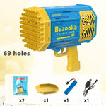 Rocket Bubble Gun Toy with Lights – Automatic Gatling Bubble Blower for Kids Outdoor Fun