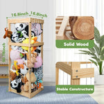 Large Wooden Stuffed Animal Storage Organizer – Plush Toy Zoo for Kids' Room or Nursery