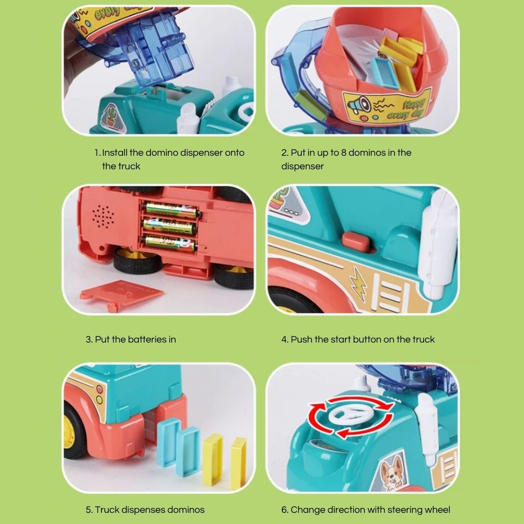 Domixer Truck – 2-in-1 Domino Laying Mixer Vehicle Toy