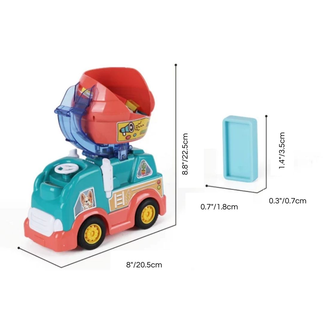 Domixer Truck – 2-in-1 Domino Laying Mixer Vehicle Toy