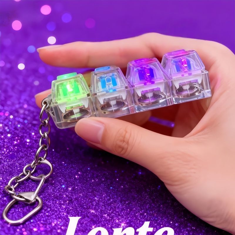 Glowing Keycap Fidget Keychain – Stress Relief Click Toy – Side View | Toki Toy Box