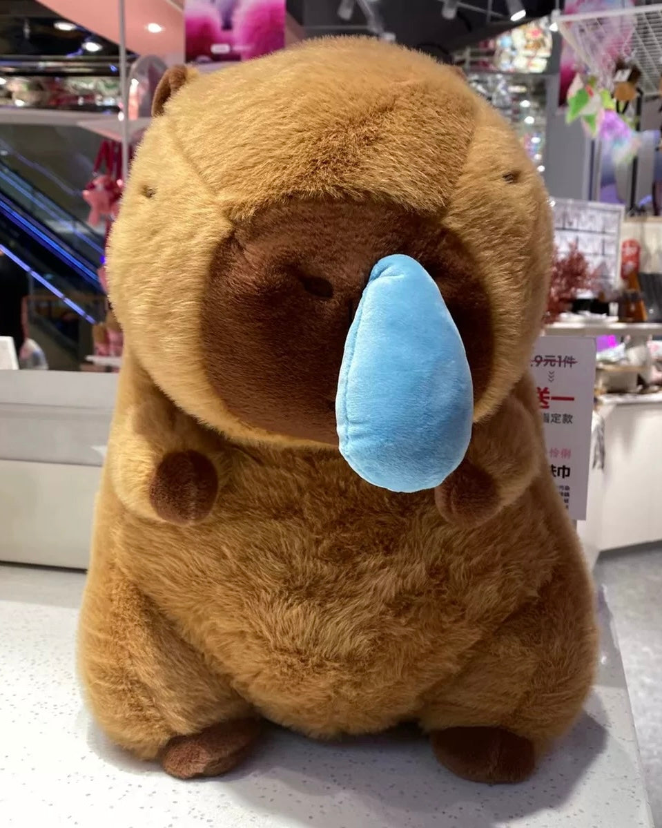 Capybara Runny Nose Plush Toy – Cute Stress Relief Buddy – In Use | Toki Toy Box