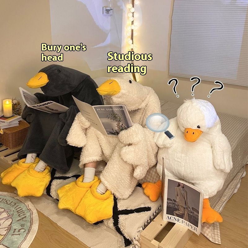 Adult goose onesie with matching goose feet slippers
