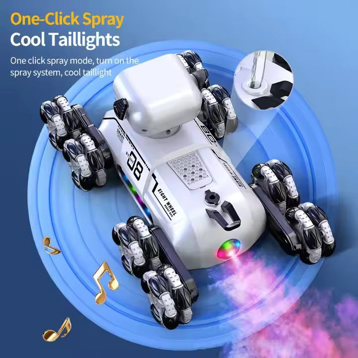2.4GHz RC 8-Wheel Stunt Robot Dog with Smoke – Ultimate All-Terrain Action Toy – Detail | Toki Toy Box