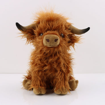 Fluffy Highland Cow Plush – Soft Shaggy Farm Buddy - Toki Toy Box