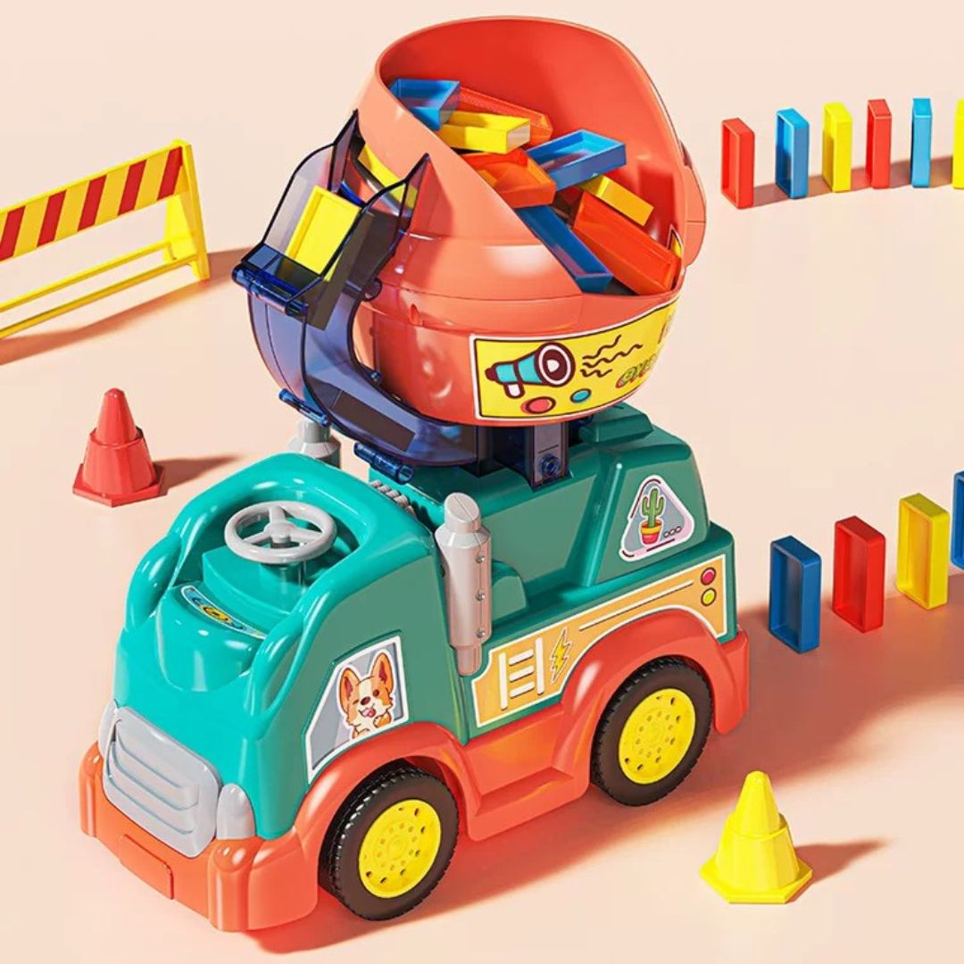 Domixer Truck – 2-in-1 Domino Laying Mixer Vehicle Toy