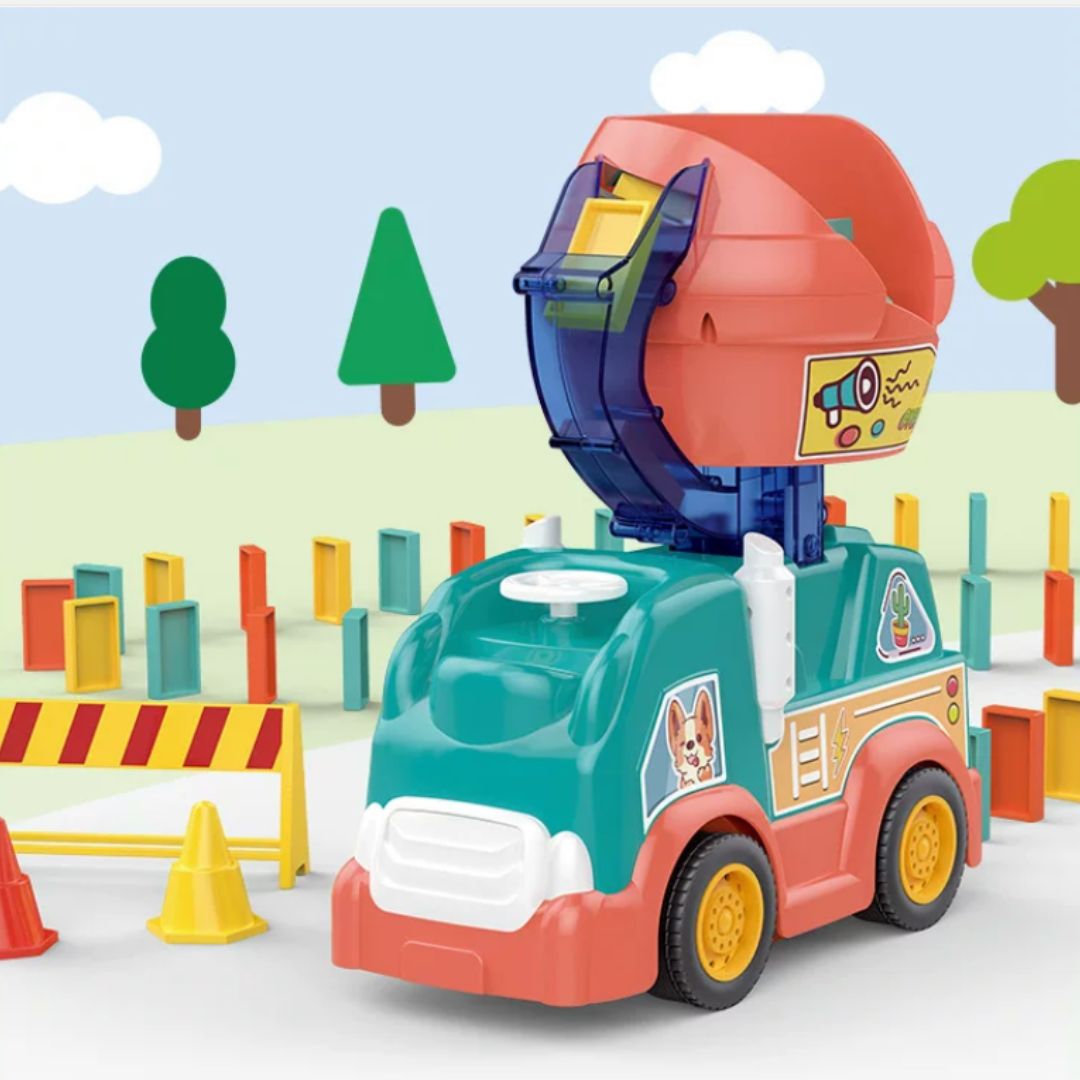 Domixer Truck – 2-in-1 Domino Laying Mixer Vehicle Toy