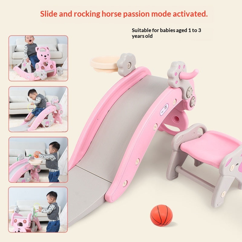 2-in-1 Rocking Horse Slide – Indoor Fun for Kids – Side View | Toki Toy Box