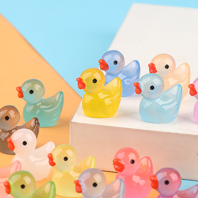 Glow-in-the-Dark Mini Duck Figurines – Side View | Toki Toy Box