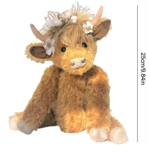 Fluffy Highland Cow Plush – Soft Shaggy Farm Buddy - Toki Toy Box