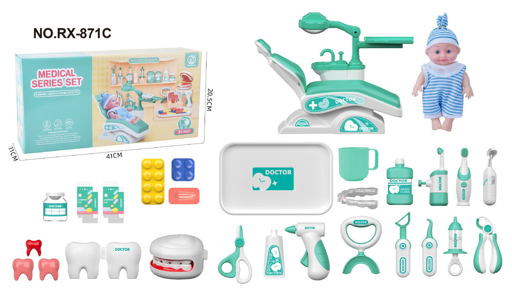 Doctor role play set beside a hand for size reference