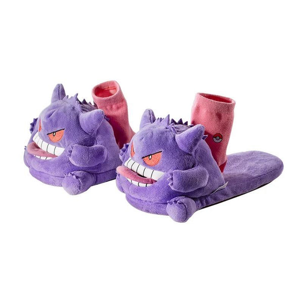 Purple Mischief Ghost Slippers – Plush Cozy Comfort