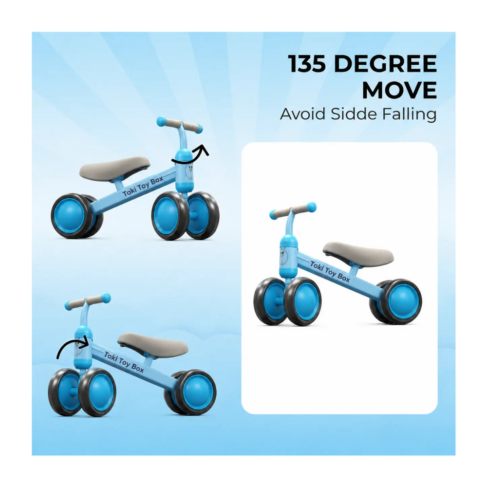 Baby Balance Bike – 4-Wheel Toddler Ride - Toki Toy Box