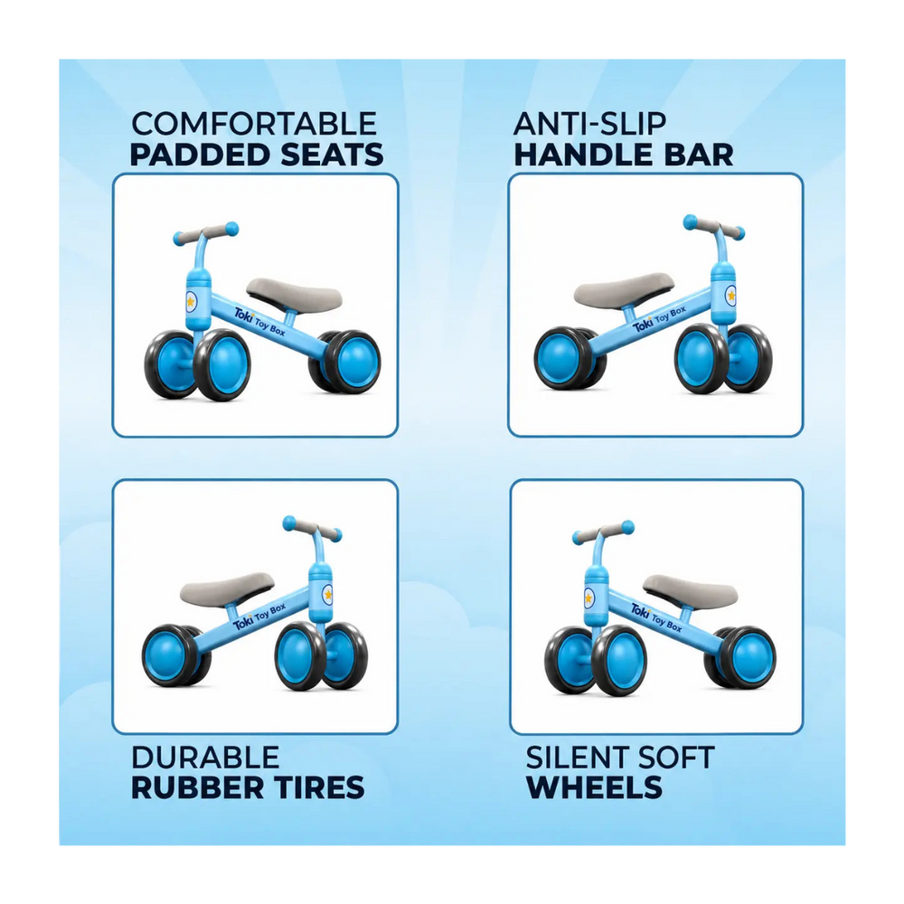 Baby Balance Bike – 4-Wheel Toddler Ride - Toki Toy Box