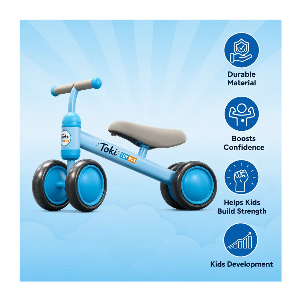 Baby Balance Bike – 4-Wheel Toddler Ride - Toki Toy Box