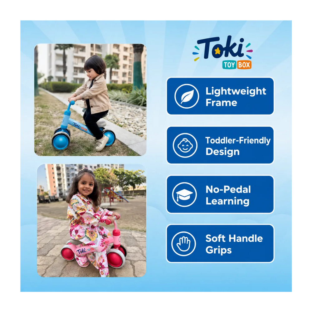 Baby Balance Bike – 4-Wheel Toddler Ride - Toki Toy Box