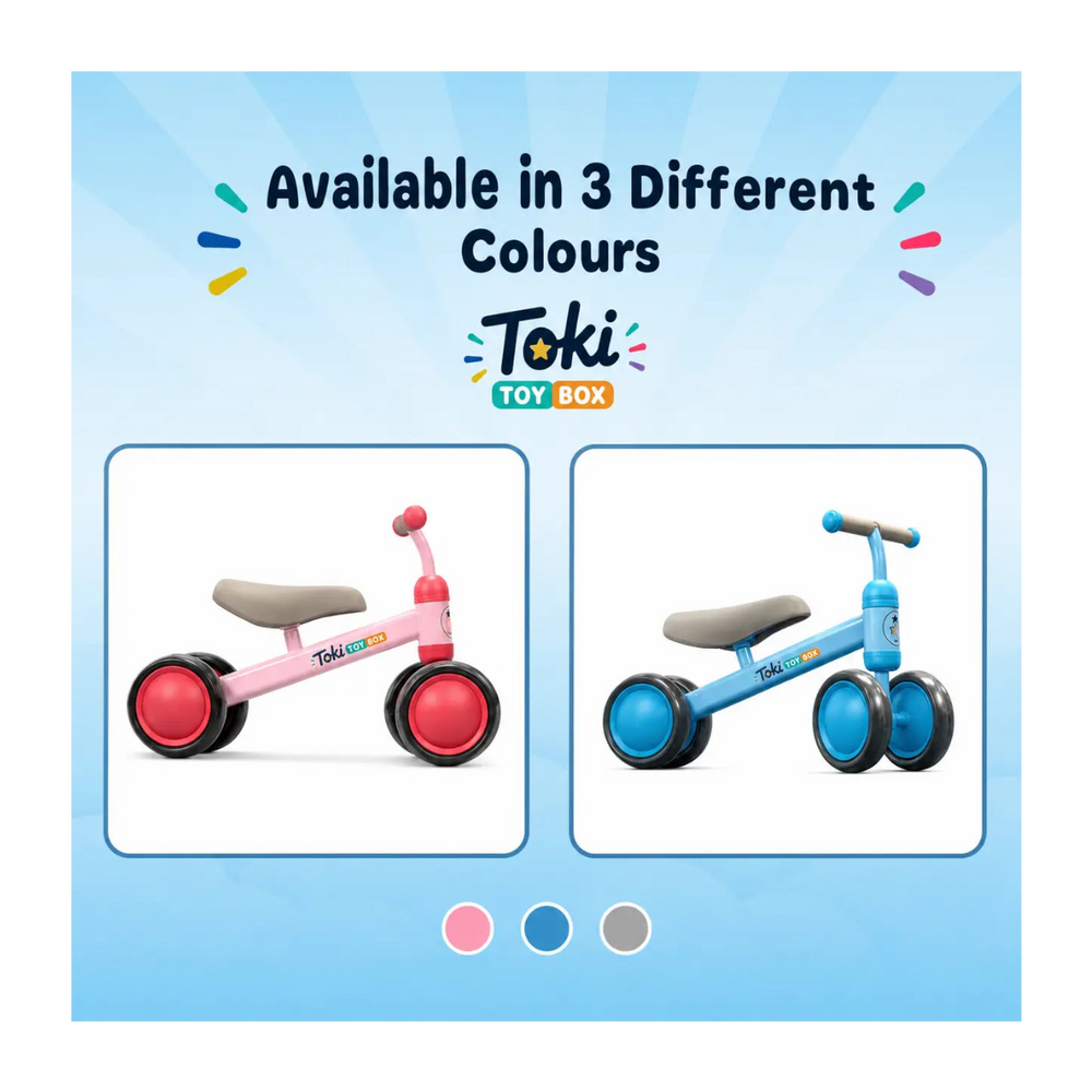 Baby Balance Bike – 4-Wheel Toddler Ride - Toki Toy Box