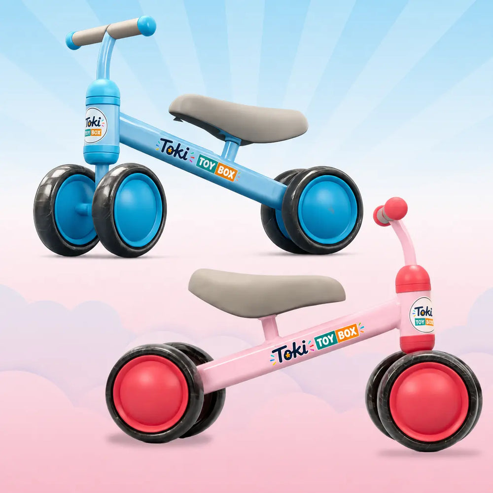 Baby Balance Bike – 4-Wheel Toddler Ride - Toki Toy Box