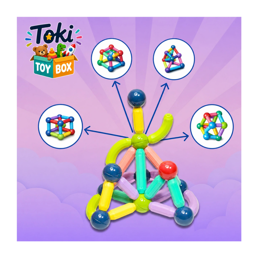 Magnetic Building Sticks – STEM Toy for Kids - Toki Toy Box