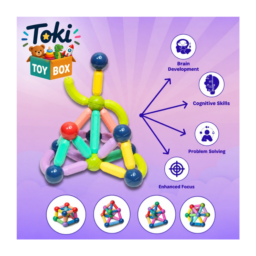 Magnetic Building Sticks – STEM Toy for Kids - Toki Toy Box