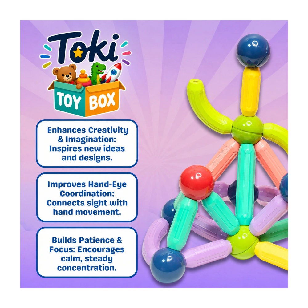 Magnetic Building Sticks – STEM Toy for Kids - Toki Toy Box