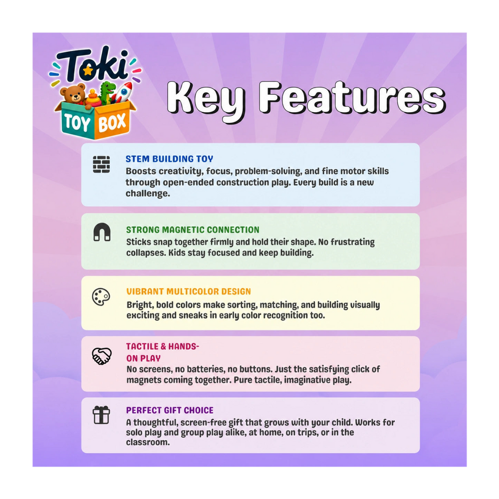 Magnetic Building Sticks – STEM Toy for Kids - Toki Toy Box