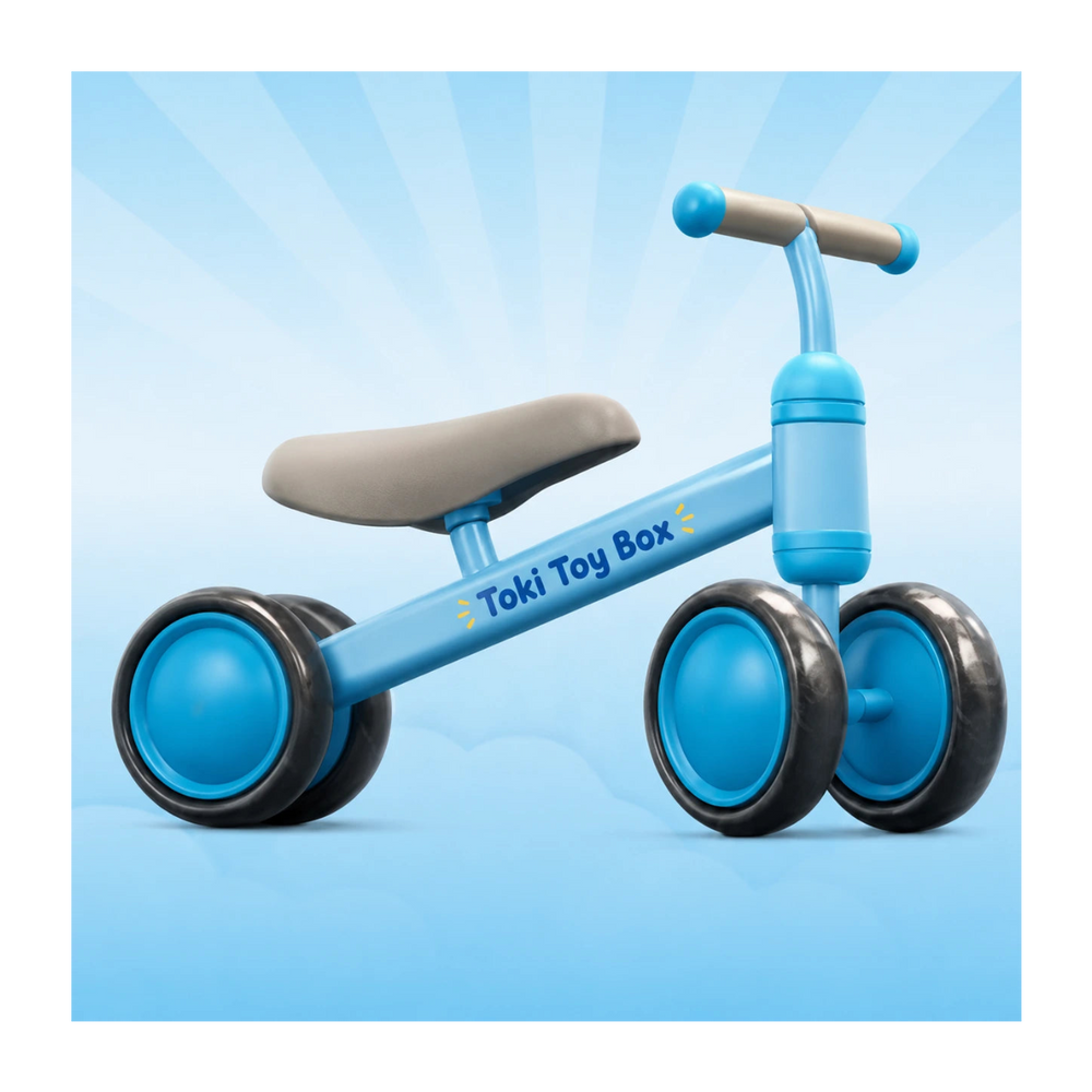 Baby Balance Bike – 4-Wheel Toddler Ride - Toki Toy Box