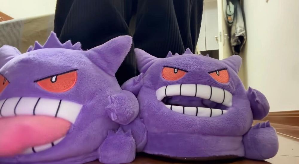 Purple Mischief Ghost Slippers – Plush Cozy Comfort – Size Reference | Toki Toy Box